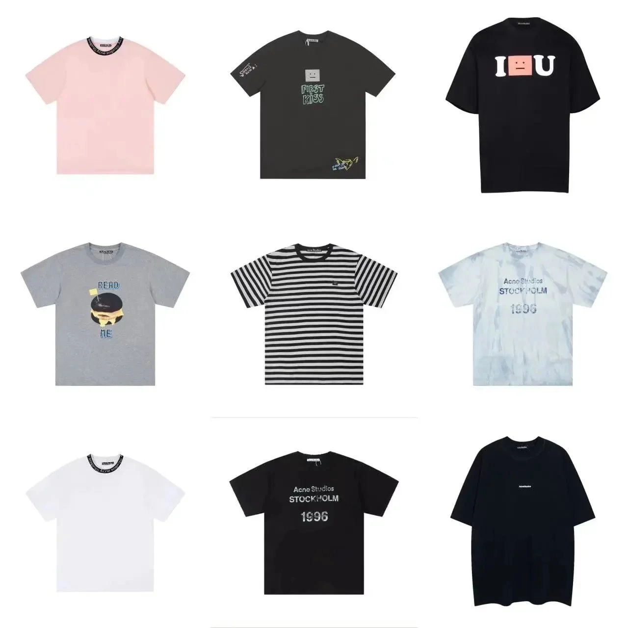 Acne Studios I U Graphic Tee Black Face Logo Print