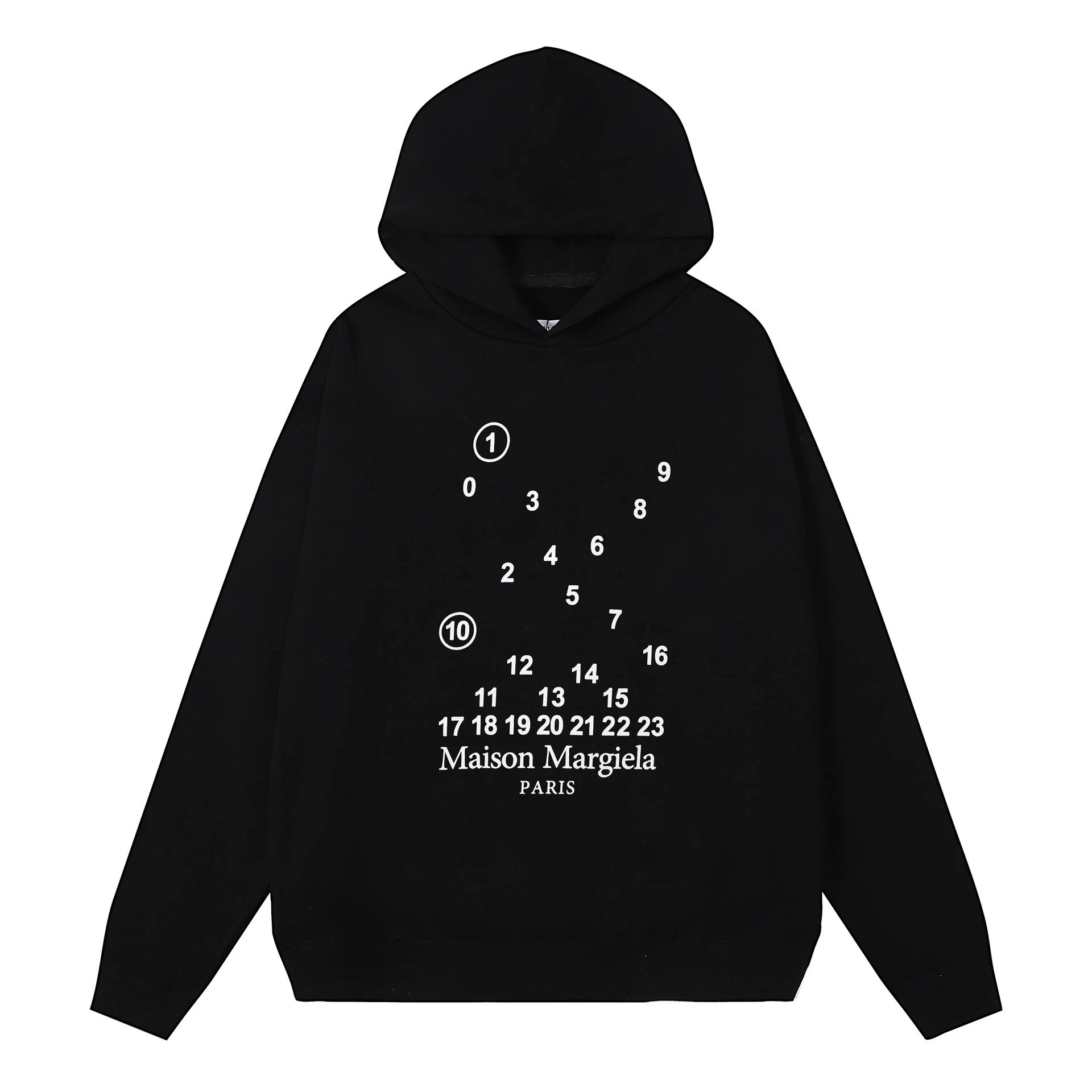 Maison Margiela Black Hoodie with Numbered Dot Pattern