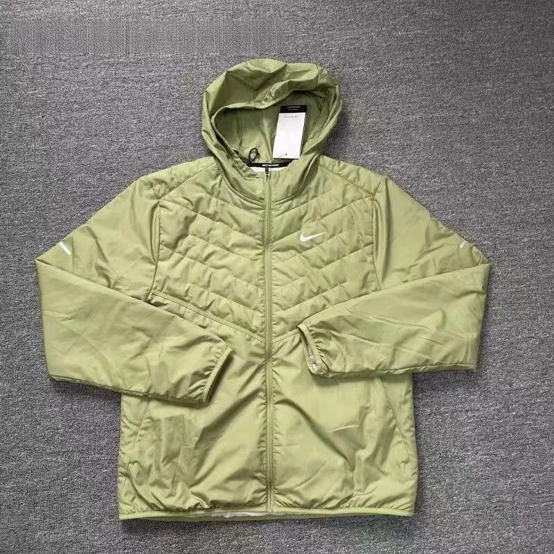 Nike Windrunner Hooded Jacket - Olive Green Quilted Design