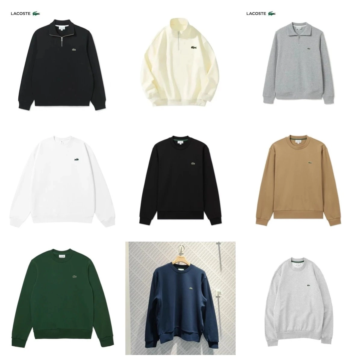 LACOSTE Classic Crewneck Sweatshirt in Navy Blue with Crocodile Logo