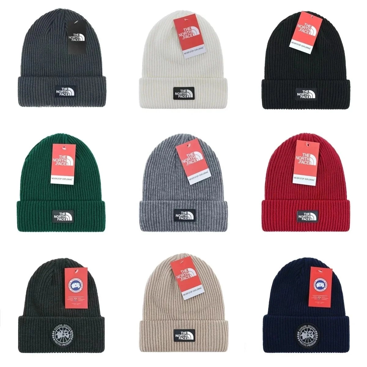 The North Face Logo Beanie - Ribbed Knit Winter Hat with Cuff