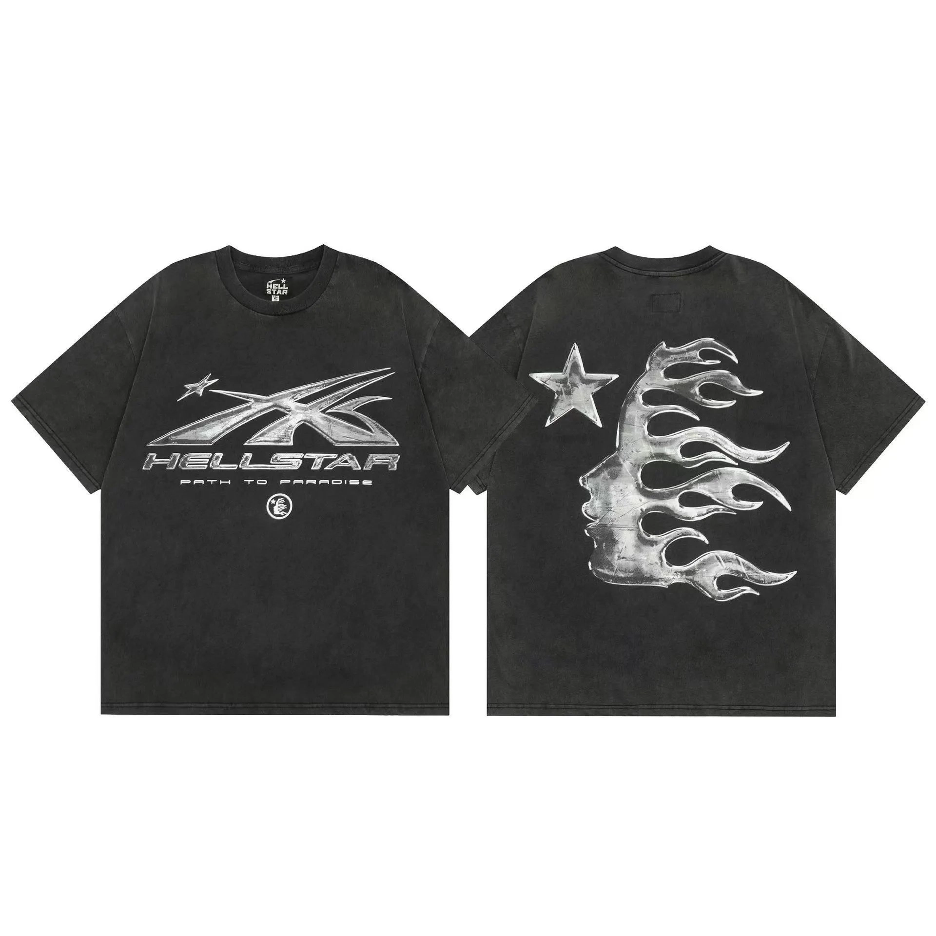 HELLSTAR Path to Paradise Oversized T-Shirt Black Acid Wash
