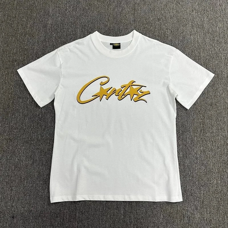 Cuntz Gold Script Logo White Cotton T-Shirt