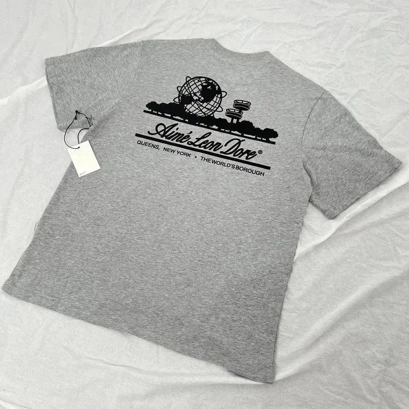 Aim&eacute; Leon Dore Queens NYC Globe Graphic T-Shirt Gray Heather