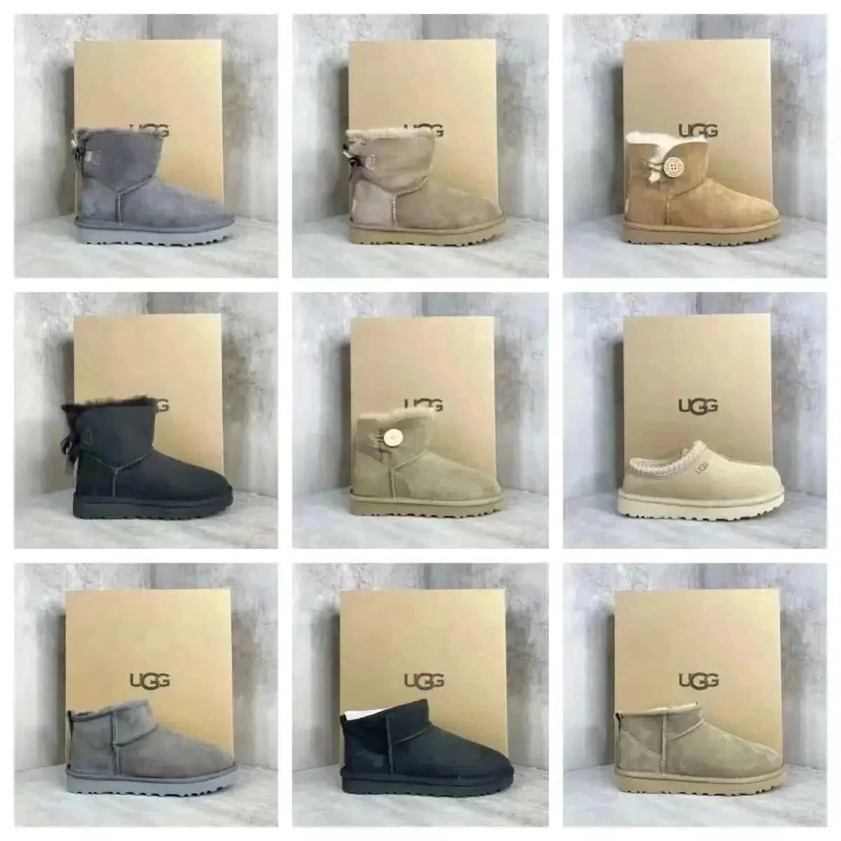 UGG Classic Mini Bailey Button II Sheepskin Boot - Grey
