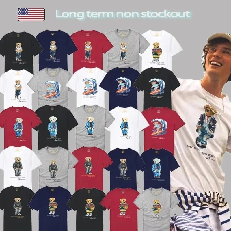 Polo Ralph Lauren Bear Surfing Graphic T-Shirt Navy Blue