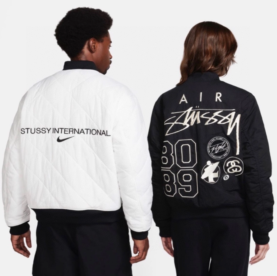 Nike Stussy International Quilted Bomber Jacket - White/Black