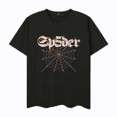 Sp5der Black Mesh T-Shirt with Spiderweb Graphic