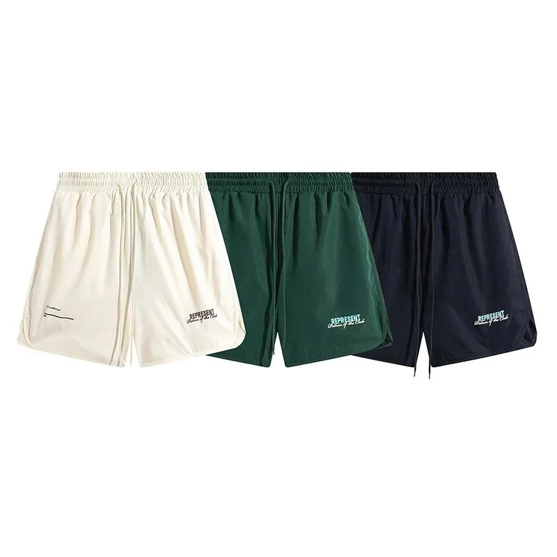 Represent Signature Logo Shorts - Cream, Forest Green, Navy