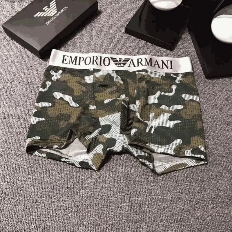Emporio Armani Camo Mesh Boxer Briefs - Military Green Pattern