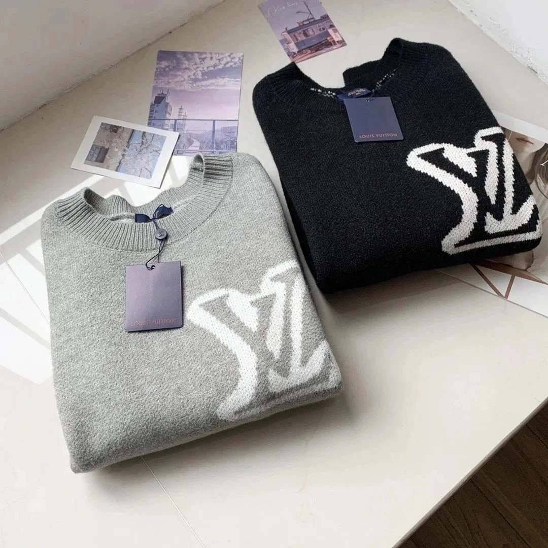 Louis Vuitton LV Monogram Knit Sweater - Gray and Black