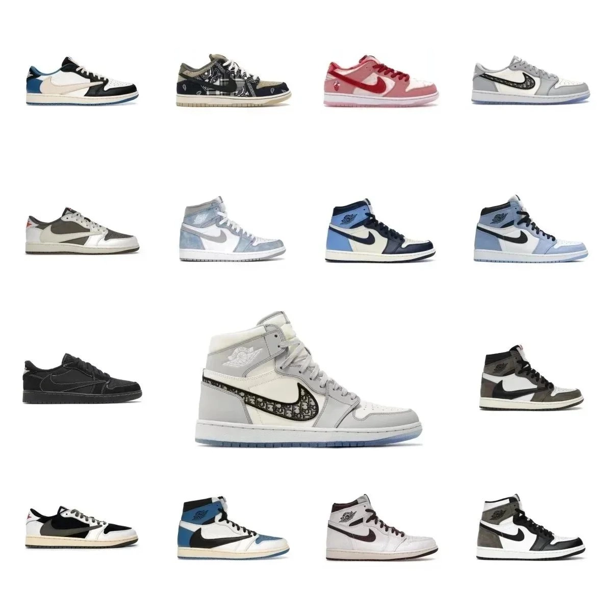 Nike Air Jordan 1 High Dior Collaboration White Grey Black