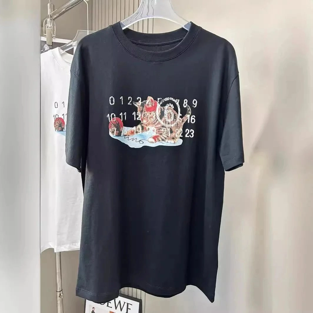 Loewe Cat Print Numeric Graphic T-Shirt - Dark Navy
