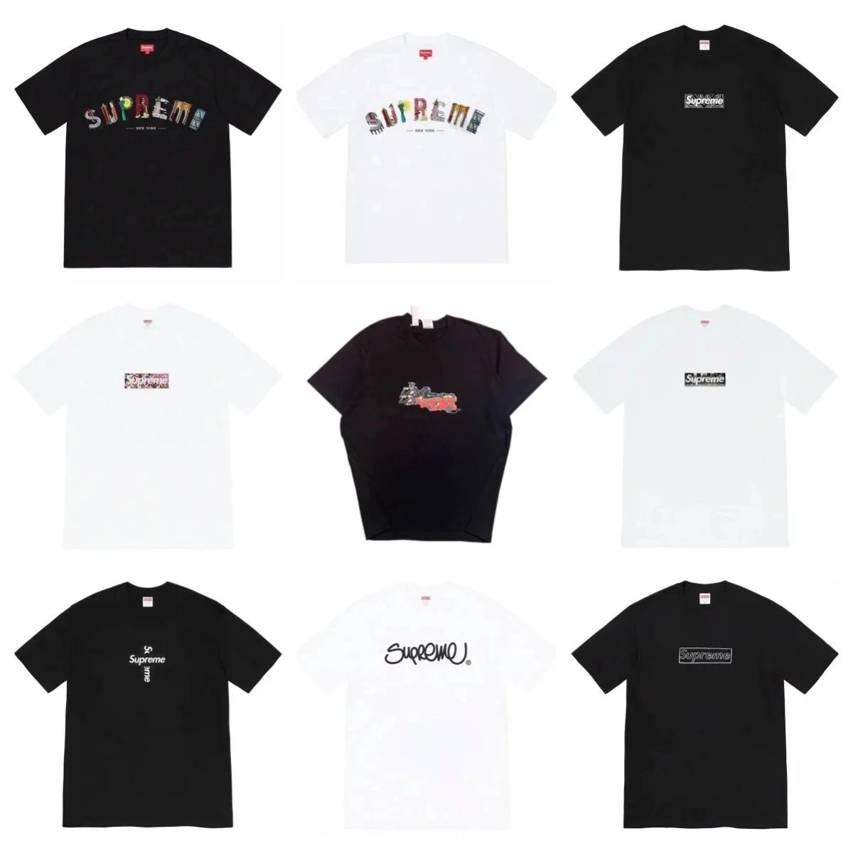 Supreme Multi-Color Embroidered Logo T-Shirt Black