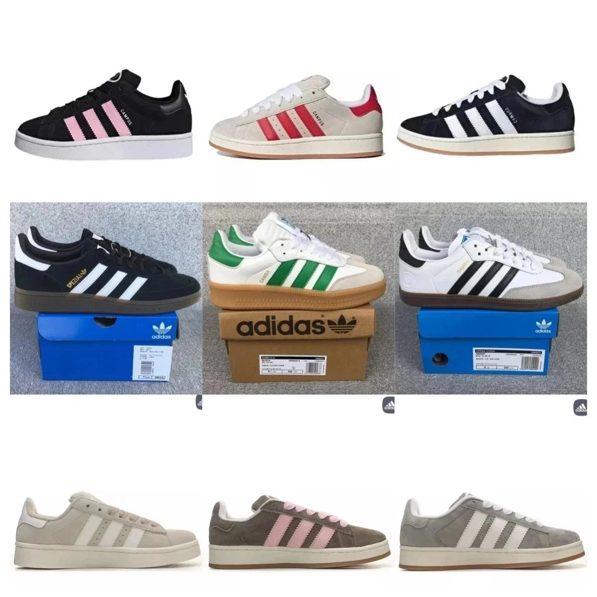 Adidas Samba Classic Leather Sneakers - Black Pink Three Stripes