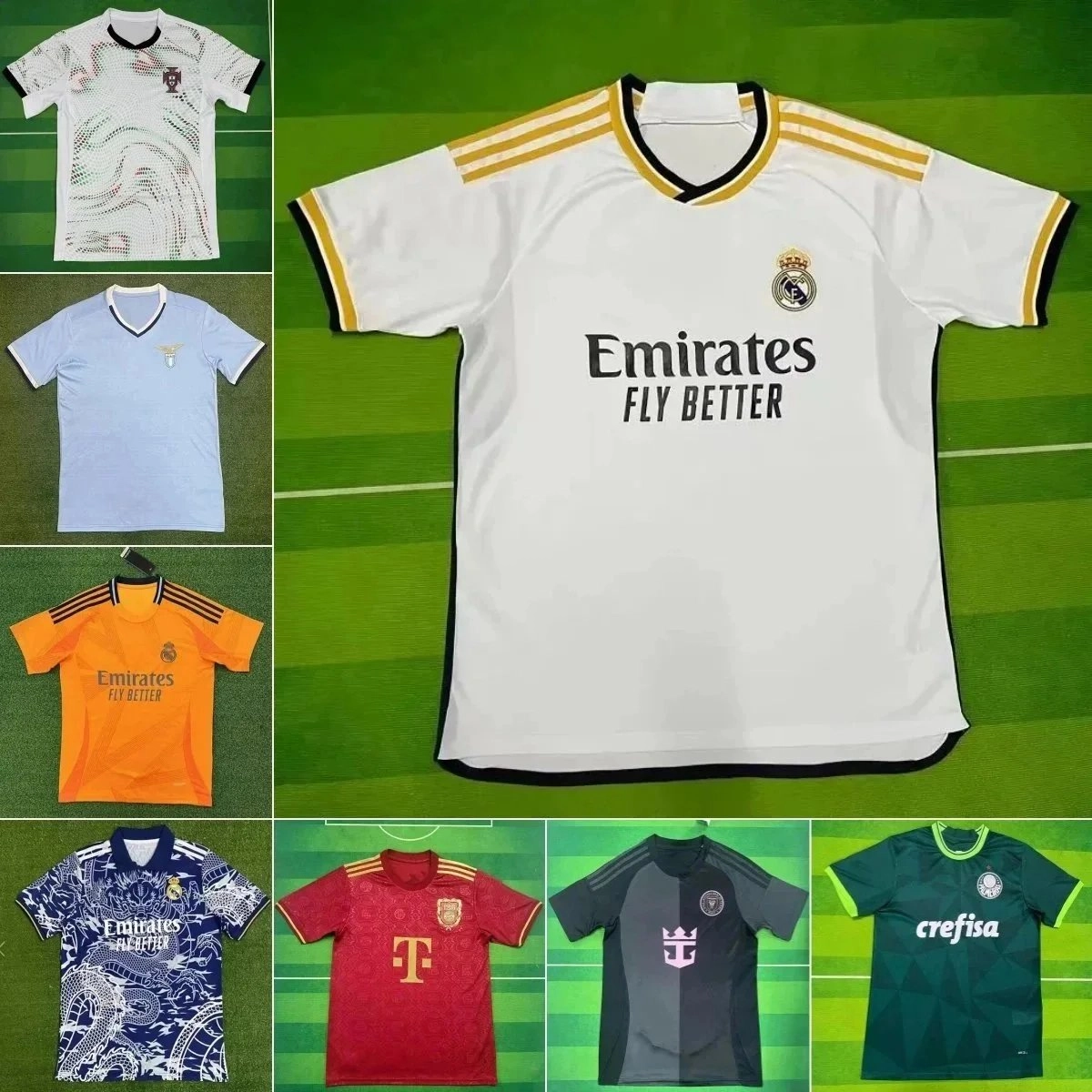 Real Madrid 2023-24 Home Jersey White Black Gold Stripes