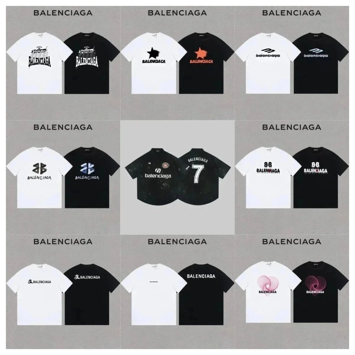 Balenciaga Logo Graphic Print Cotton T-Shirt White Black