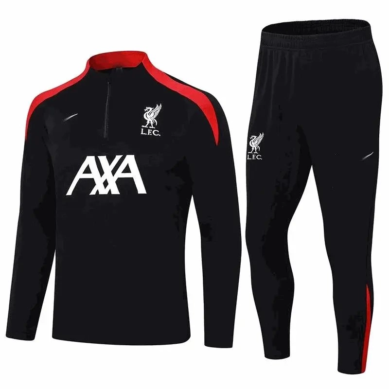 Liverpool FC Training Set Black-Red Half-Zip Top & Pants