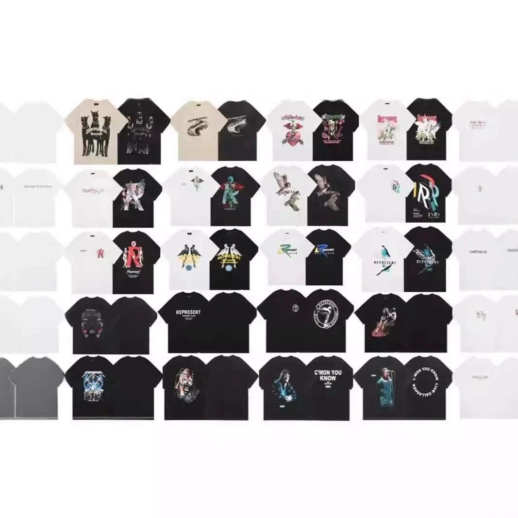 REPRESENT Black Graphic Tee with Eagle Motif and Bold Typography