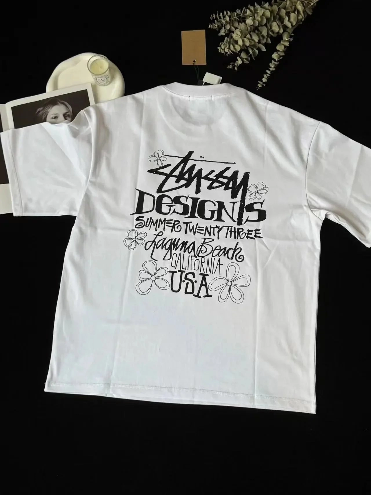 Stussy Designs Summer 2023 Laguna Beach USA Graphic T-Shirt White