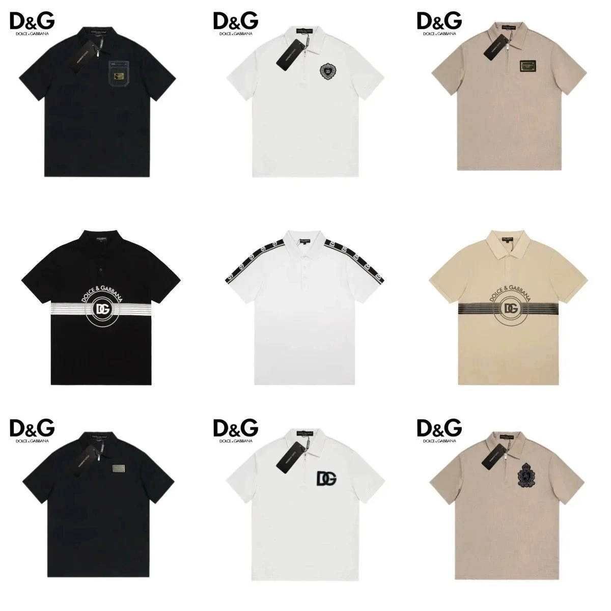 Dolce & Gabbana DG Logo Embroidered Polo Shirt - Black