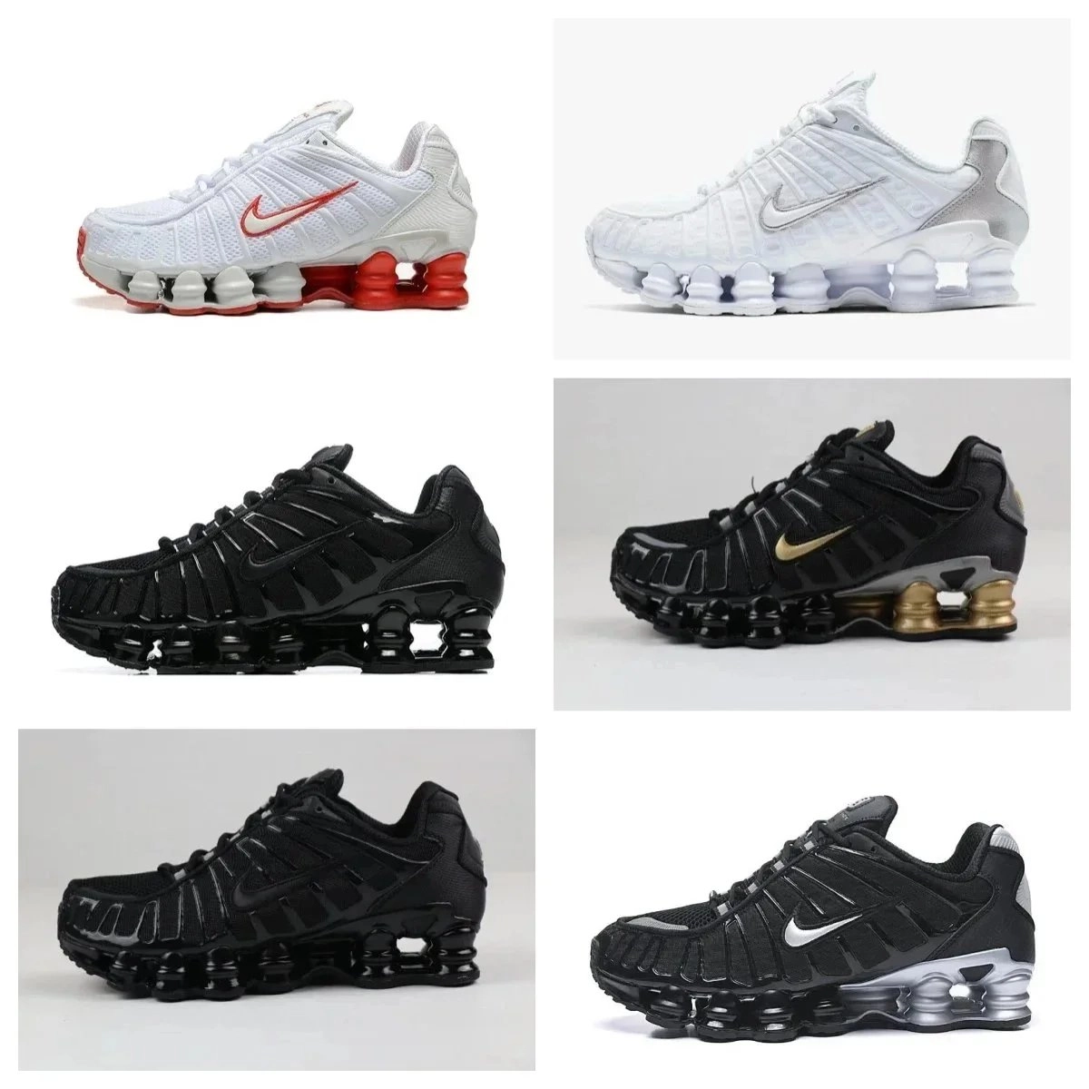 Nike Shox R4 White Red Mesh Cushion Running Shoes