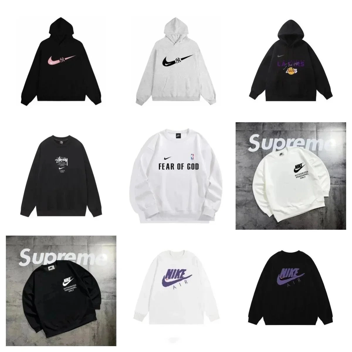 Nike Air Logo Pullover Sweatshirt - Black Purple Gradient
