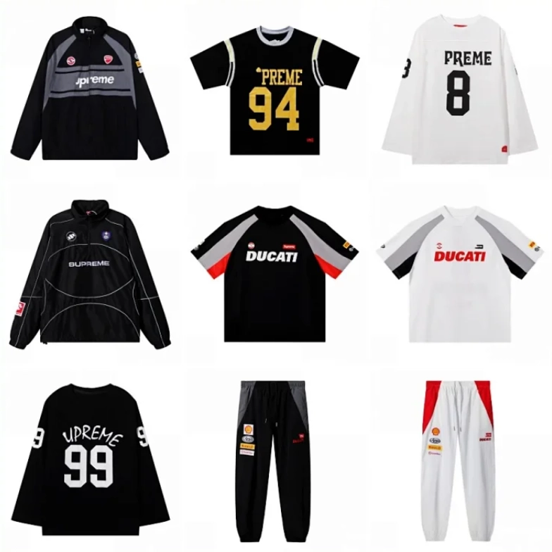 Supreme Ducati Racing Jersey Black Red Gray Striped Design