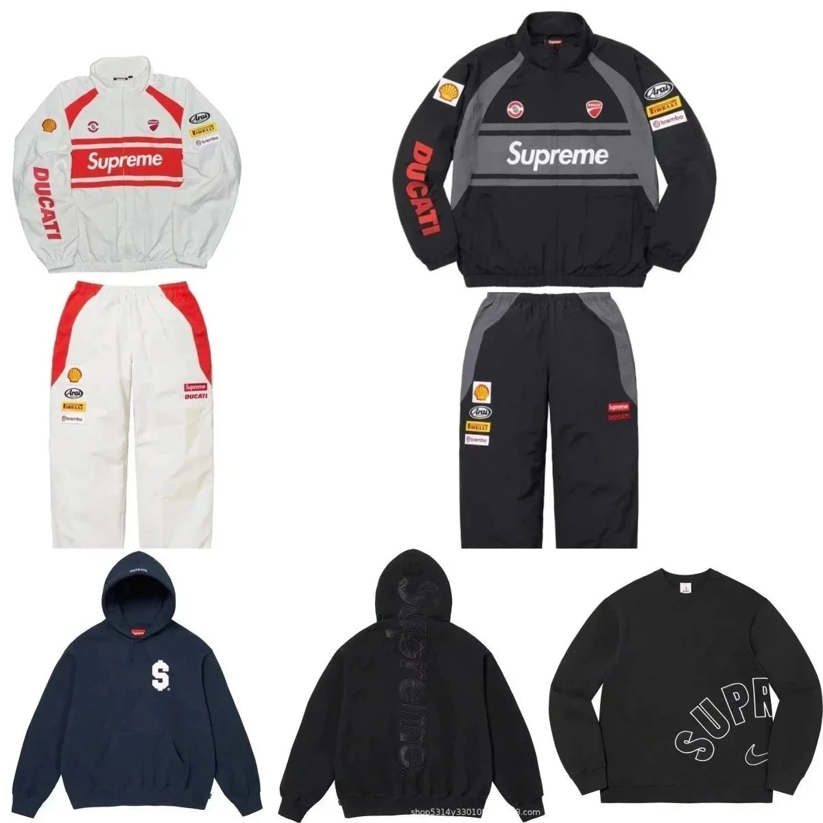Supreme Ducati Racing Track Jacket and Pants Set White Red
