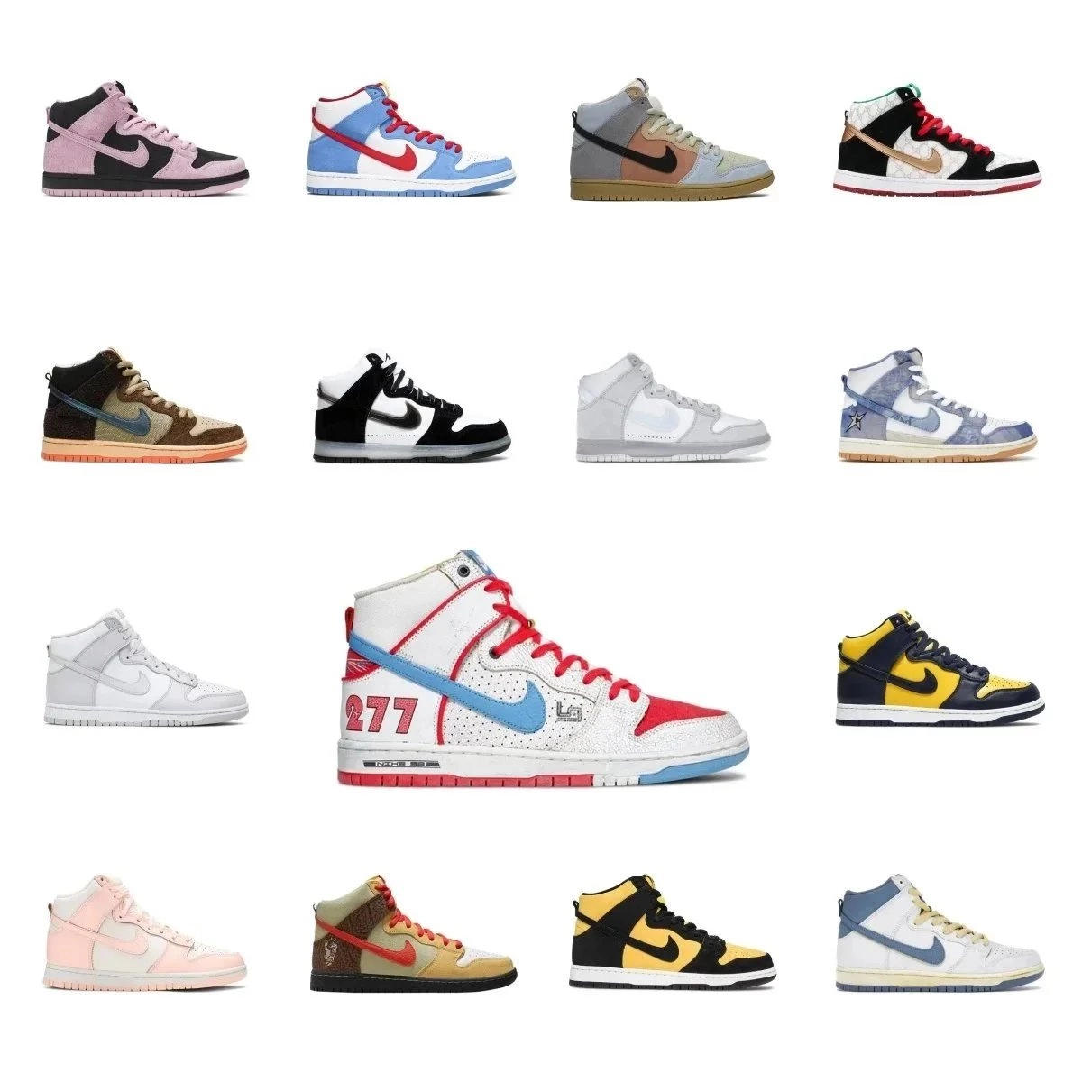 Nike Dunk High '277' White-Red-Blue Perforated Swoosh Edition