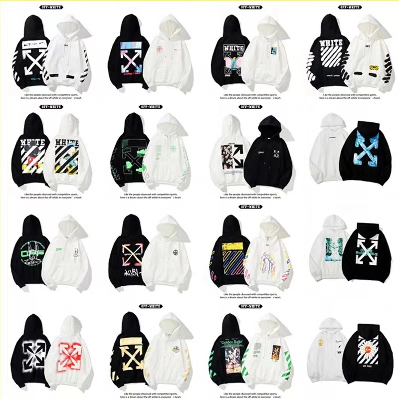 Off-White Diagonal Arrow Hoodie Black White Contrast Print