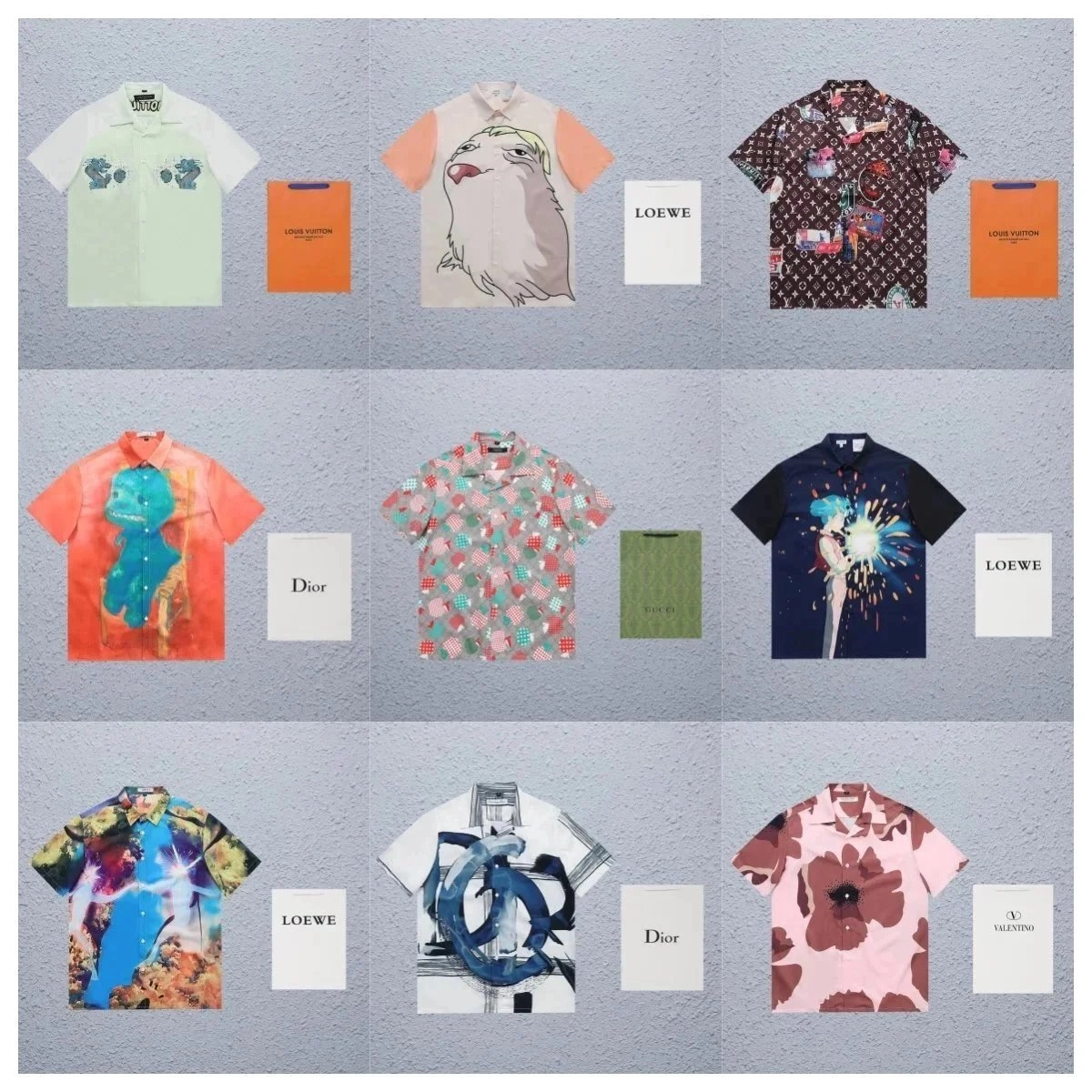 LOEWE Puzzle Shirt with Abstract Blue Swirl Print