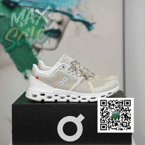 On Cloudmonster Beige Mesh Running Shoe with Hollow Sole