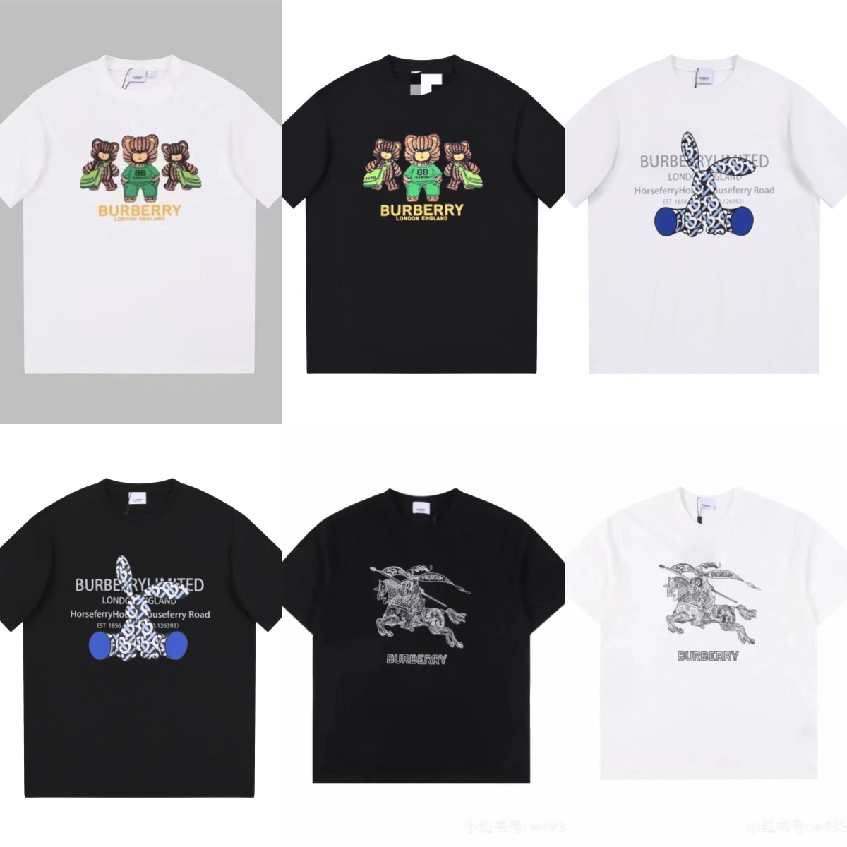 Burberry Thomas Bear Graphic T-Shirt White Black Print