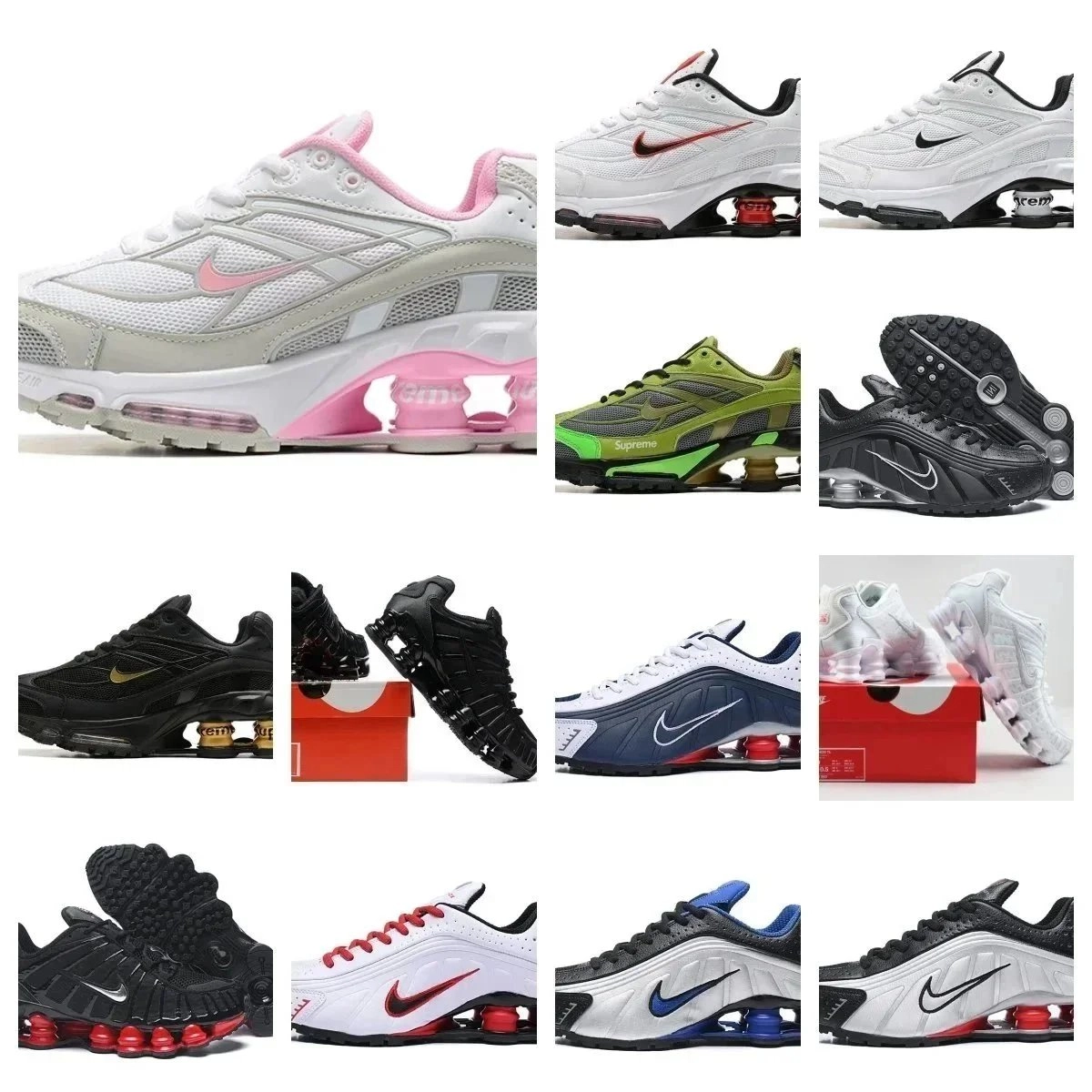 Nike Shox R4 White Pink Mesh Air Cushion Running Shoes