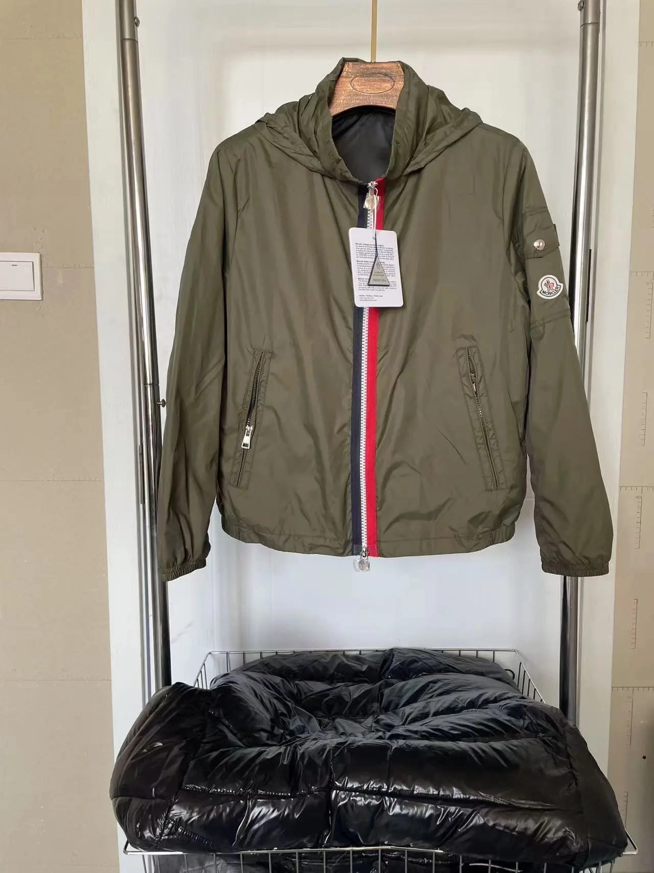 Moncler Grenoble Hooded Windbreaker Jacket Olive Green