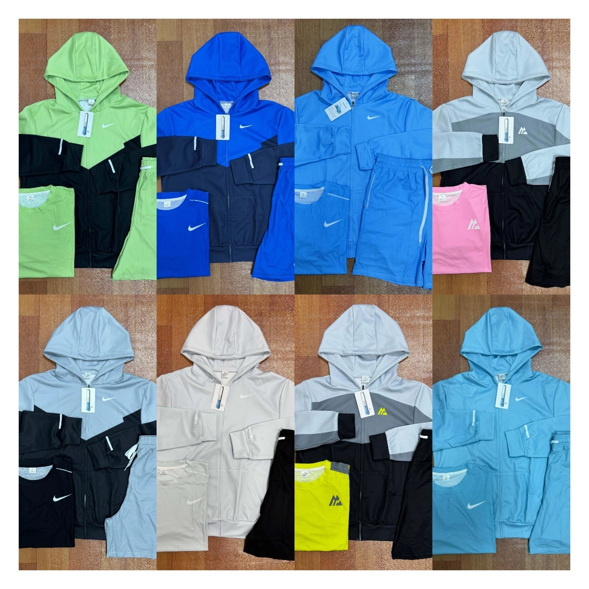 Nike Dri-FIT Hooded Track Suit Set - Lime Green with Black Panels