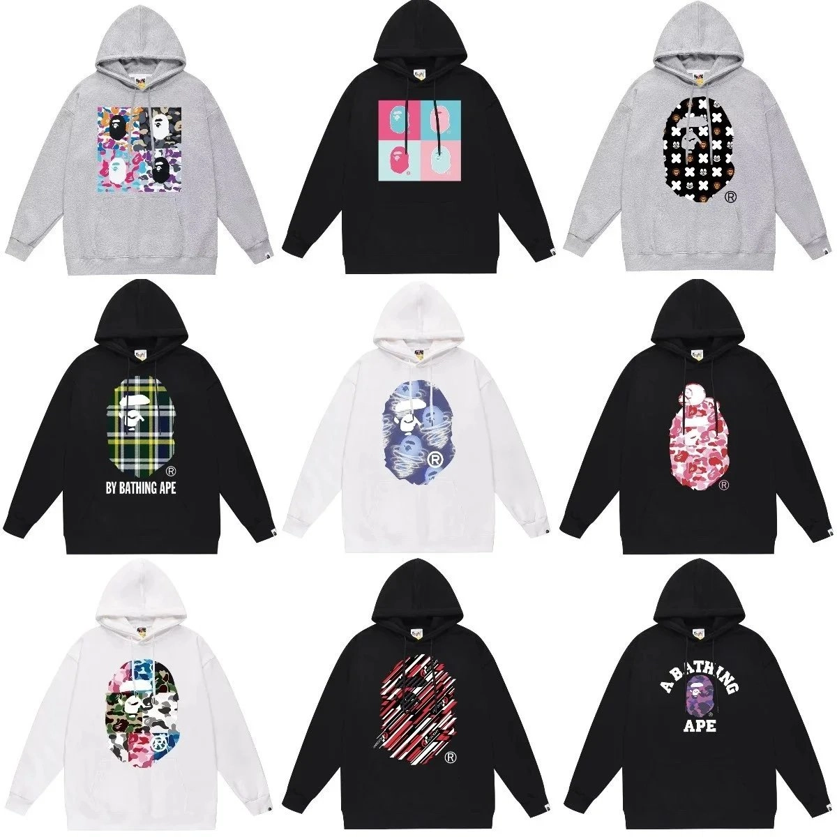 BAPE Classic Hoodie Multi-Color Camo Ape Head Graphic