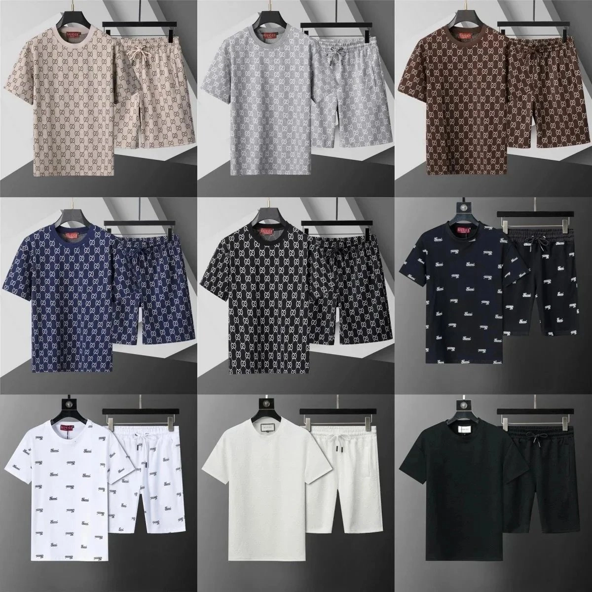 Gucci GG Monogram Print T-Shirt and Shorts Set - Beige