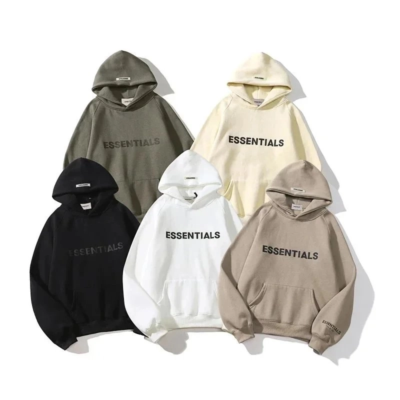 Essentials Fleece Hoodie with Bold Logo Print - Olive Green