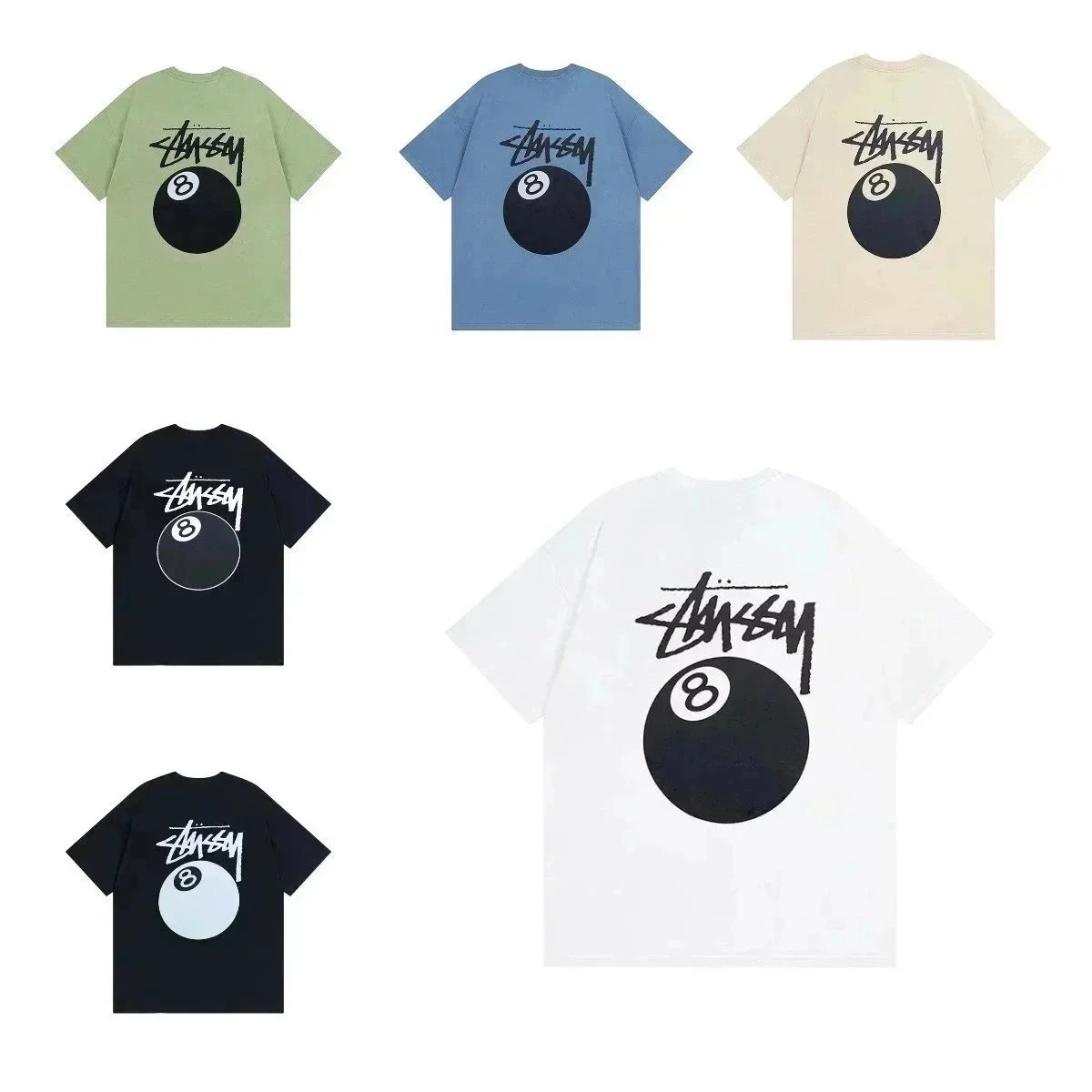 Stussy 8-Ball Graphic T-Shirt - White Oversized Fit