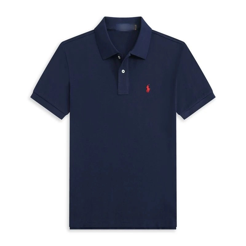Ralph Lauren Classic Fit Polo Shirt - Navy Blue with Red Pony Logo