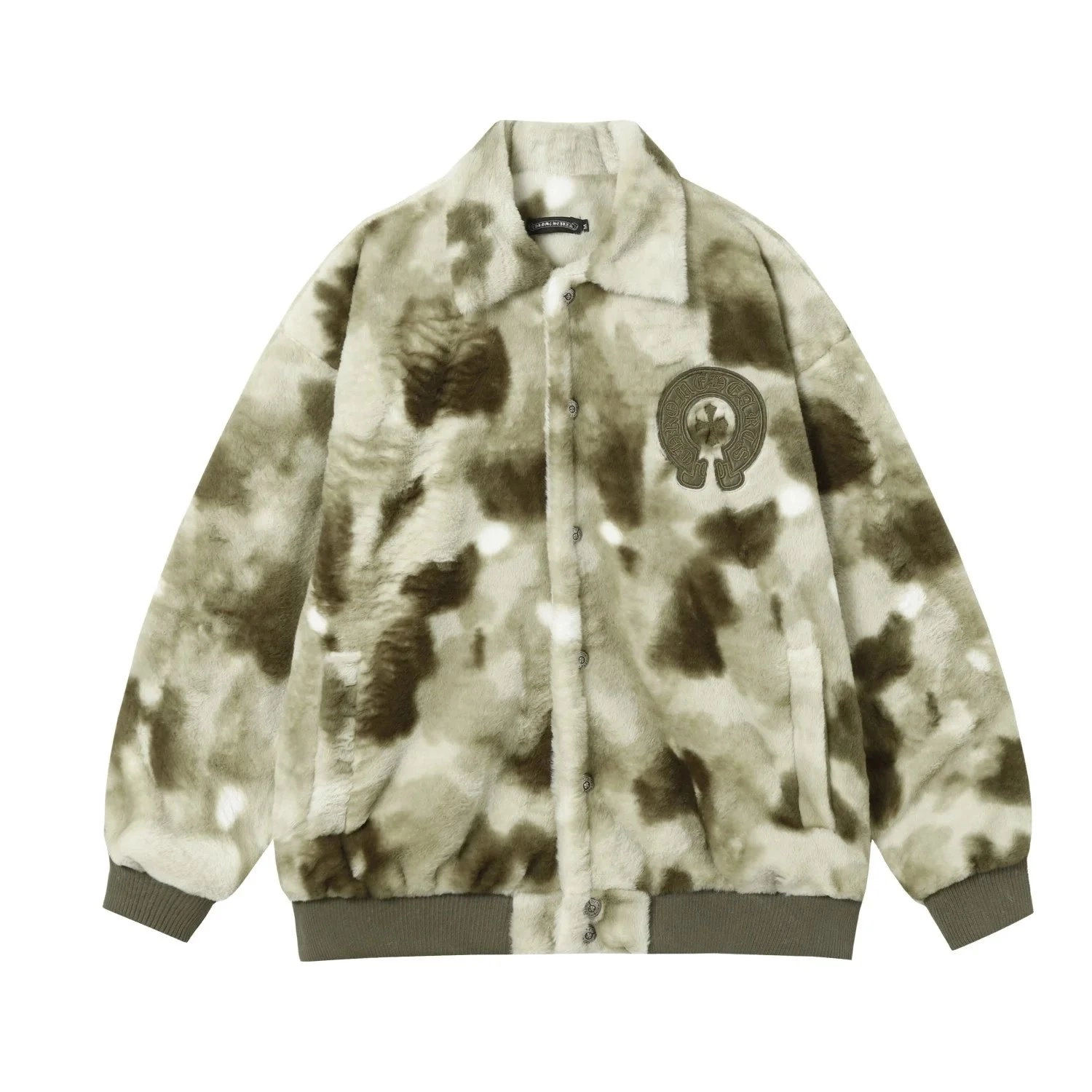 Chrome Hearts Tie-Dye Faux Fur Jacket with Embroidered Logo