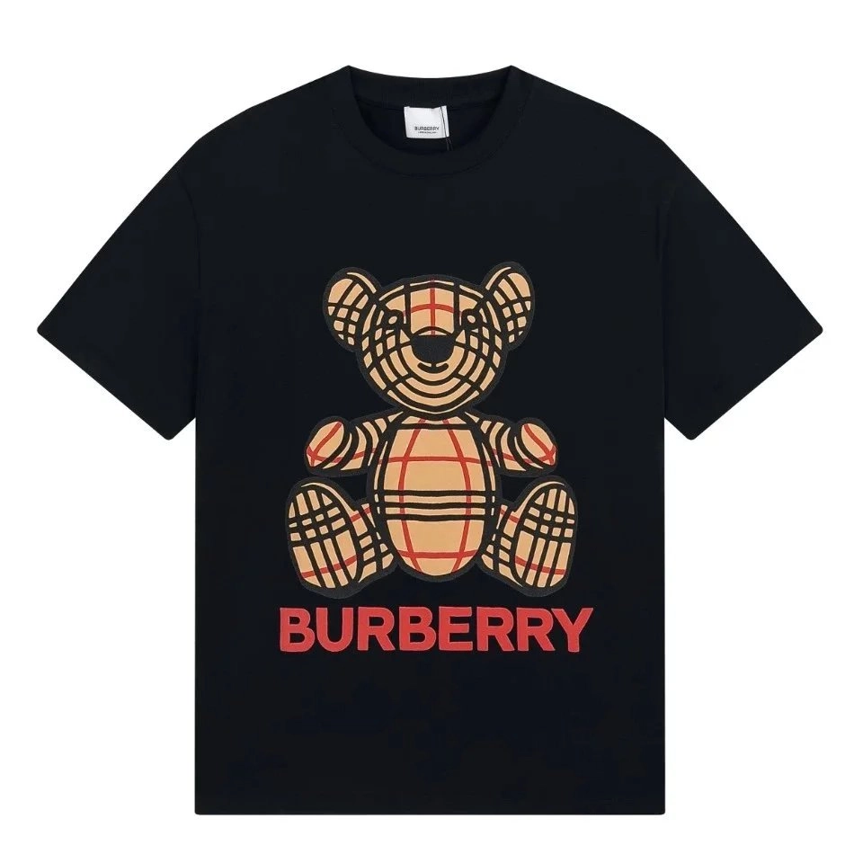 Burberry Thomas Bear Check Print Cotton T-Shirt Black