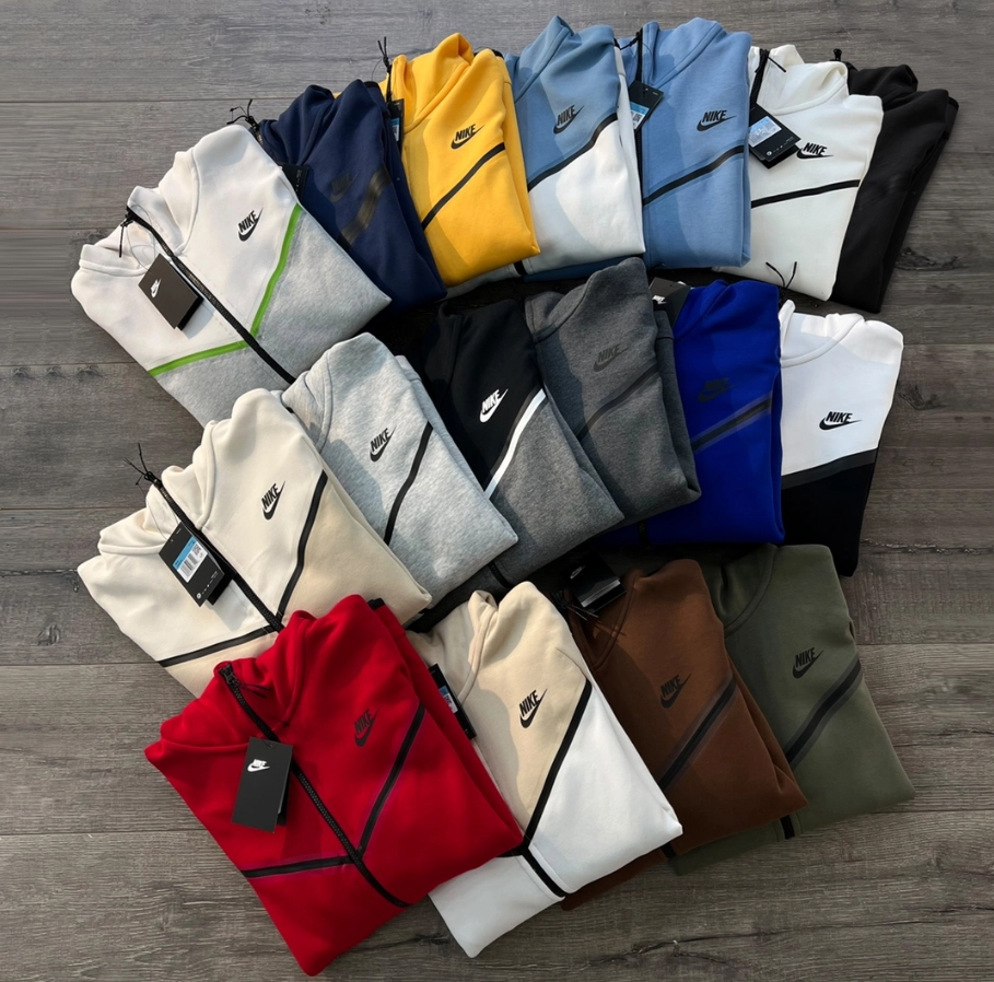 Nike Tech Fleece Windrunner Half-Zip Hoodie - Red with Black Stripes