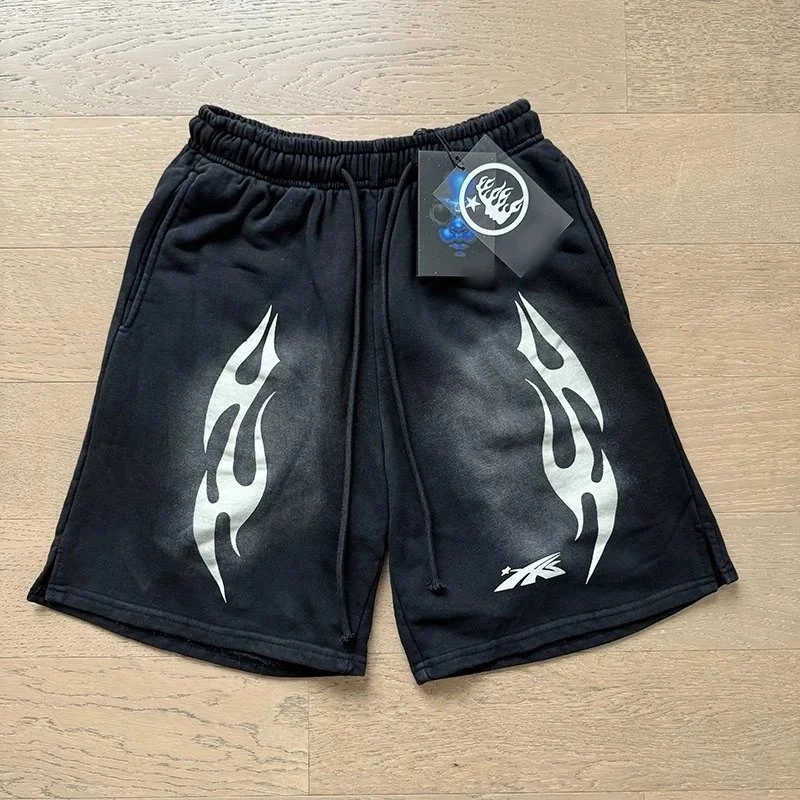Reebok Flame Graphic Shorts - Black with White Tribal Flames