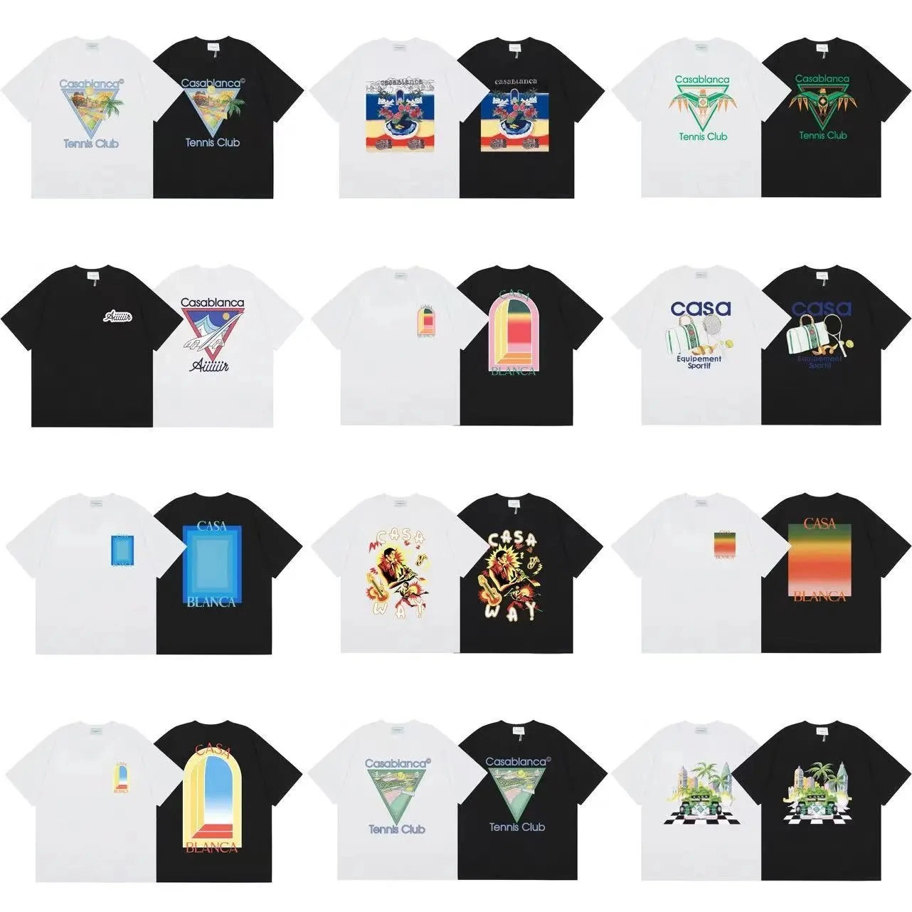 Casablanca Tennis Club Triangle Graphic T-Shirt - White/Black