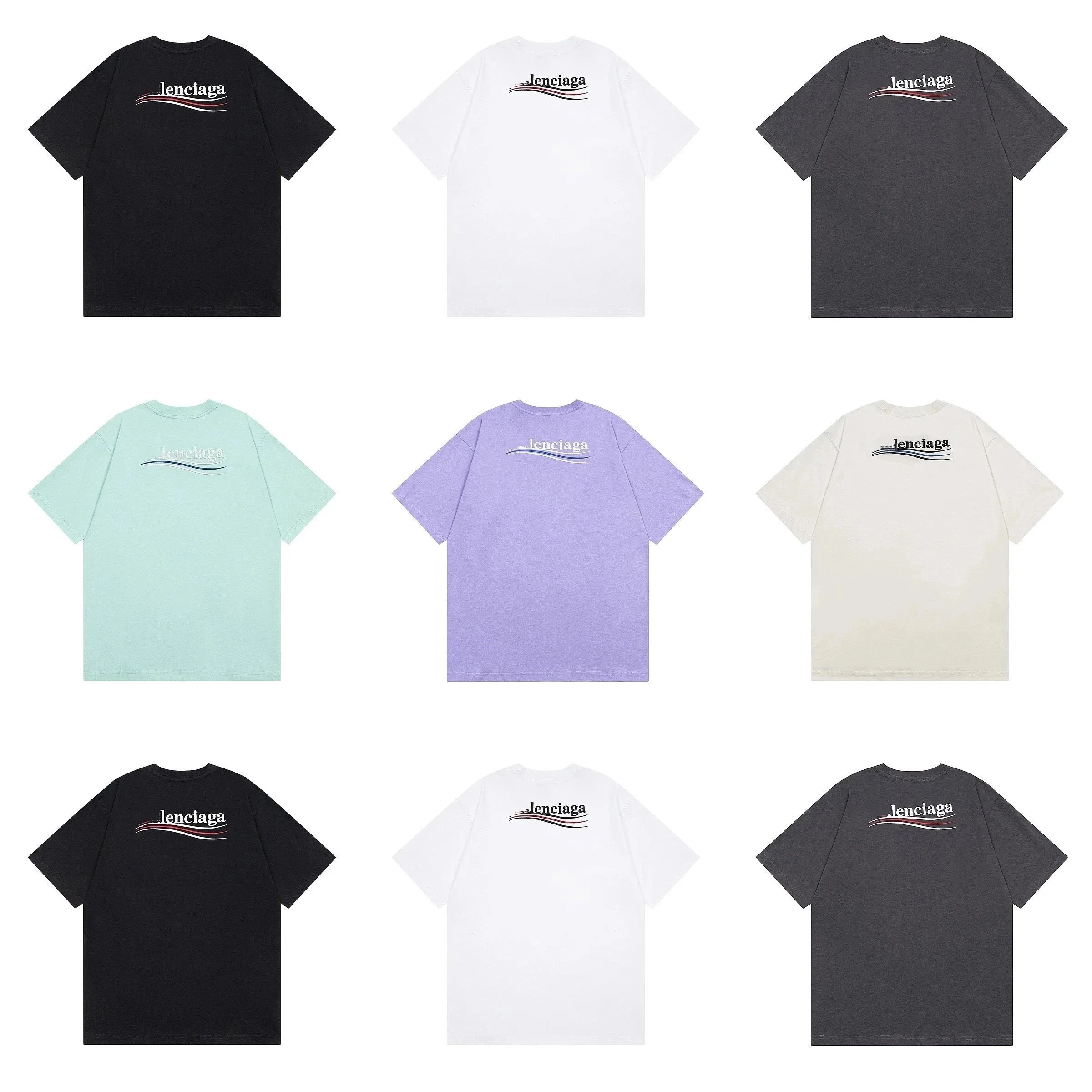 Lenciaga Wave Logo Oversized T-Shirt - Black