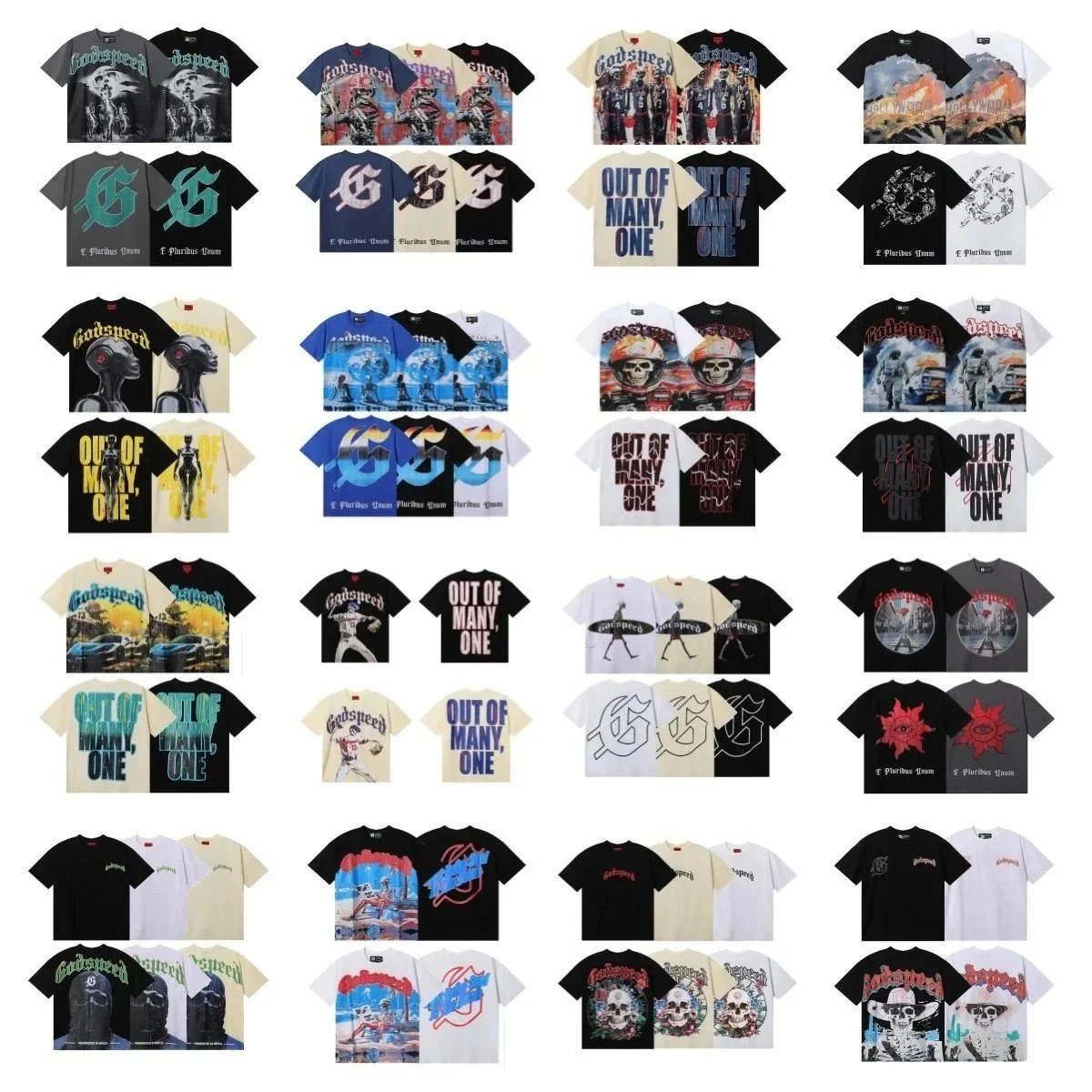 Godspeed Out of Many One Graphic T-Shirt Black Skull Print