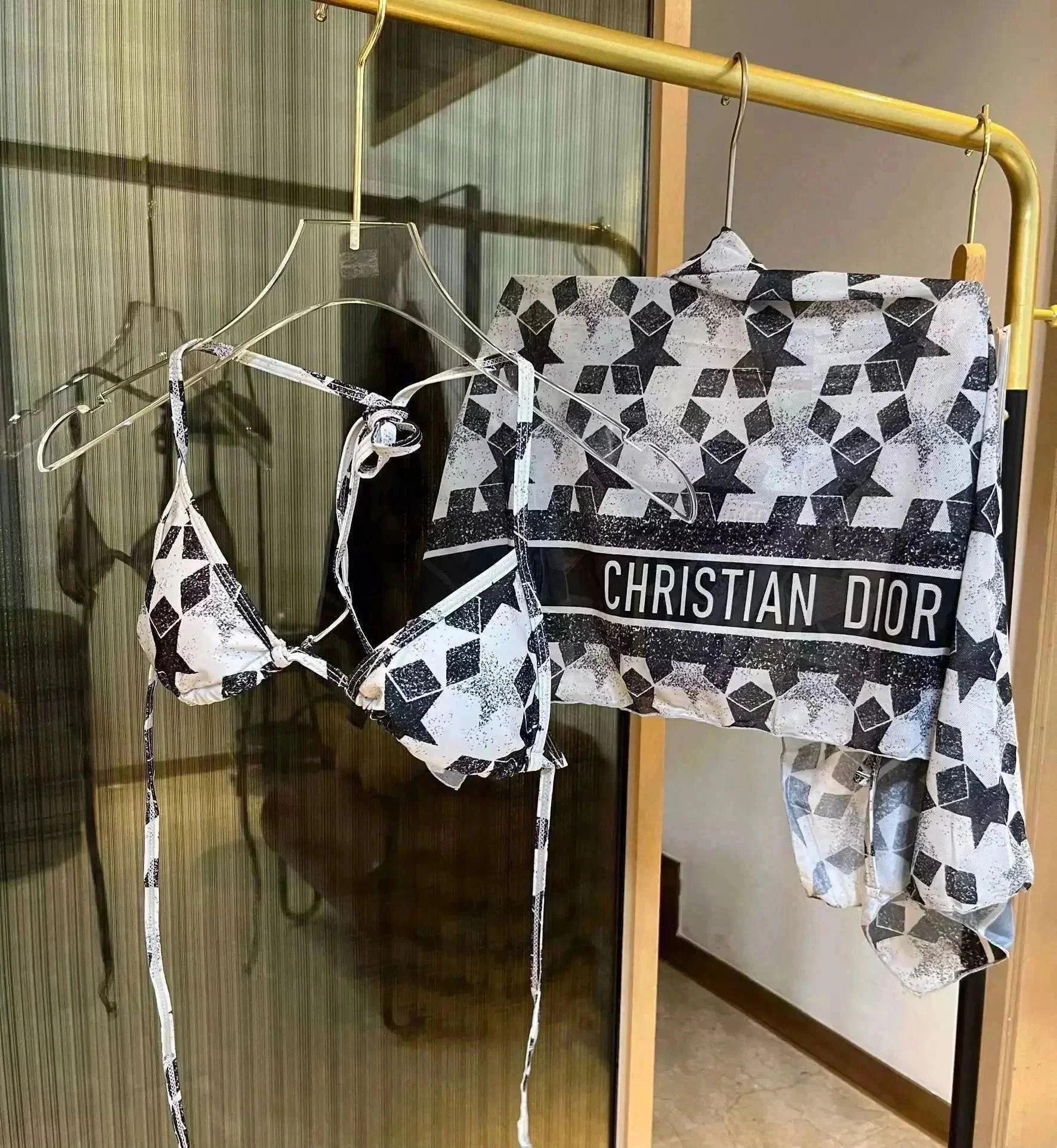 Christian Dior Monogram Star Print Bikini Set with Logo Band